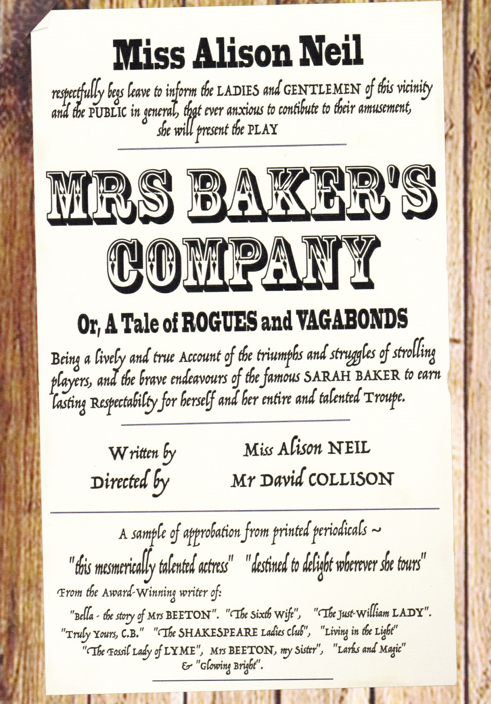 Mrs Baker's Company Play